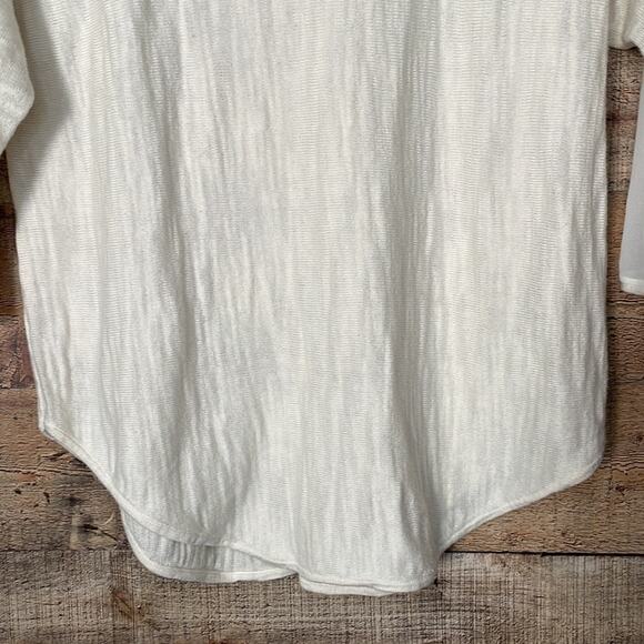 Anthropologie Moth Cropped Sleeve Ivory Loose Knit Sheer Sweater Size Small - Picture 3 of 10